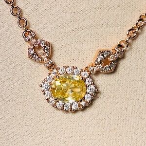 Bomb Party Necklace Lemon Cubic Zirconia on Rose Gold NK86572 Rightfully Yours